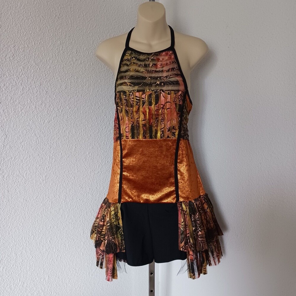 A Wish Come True Dance Costume Woman's Large Tap Drumming Halter Shorts Velvet